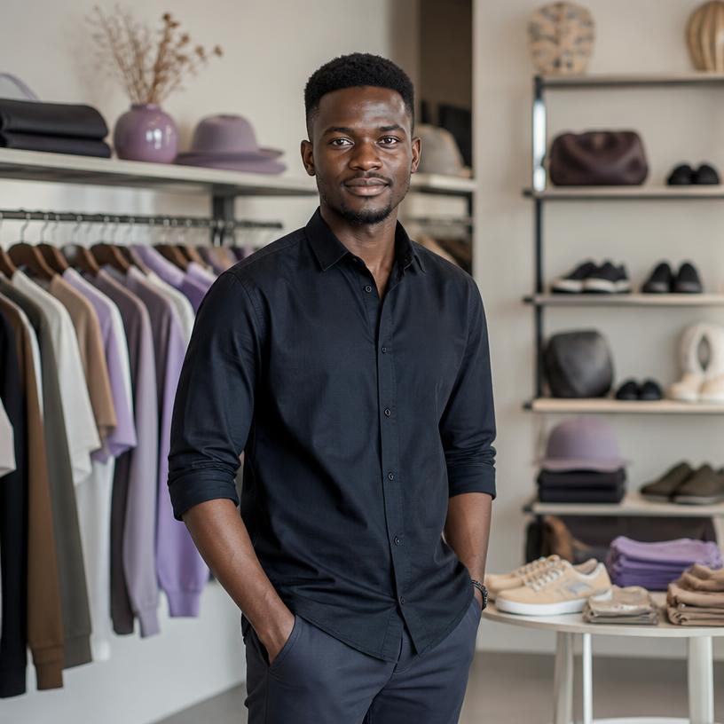 Cenário ilustrativo de loja de moda em Angola